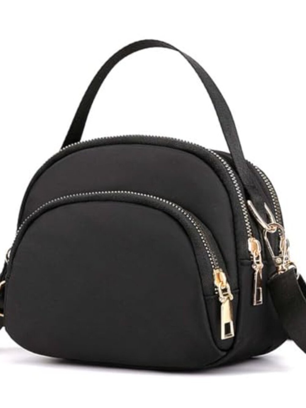Small Nylon Crossbody Bag Phone Wallet with 3 Zipper Pockets